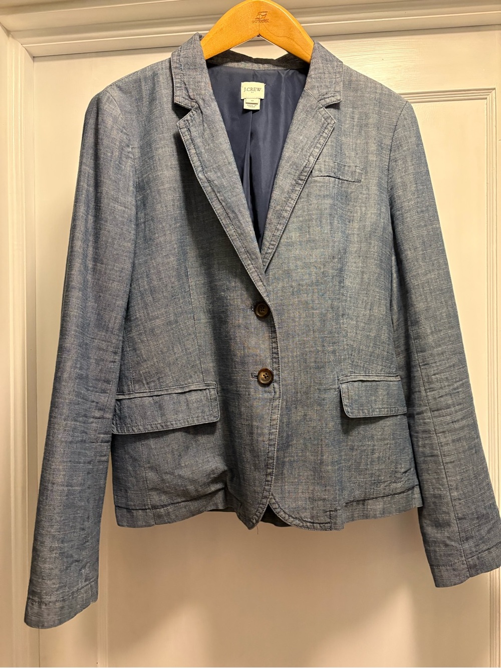 J Crew Cotton Chambray Schoolboy Blazer